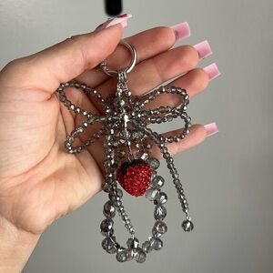 Silver double layer Bow Bag Charm